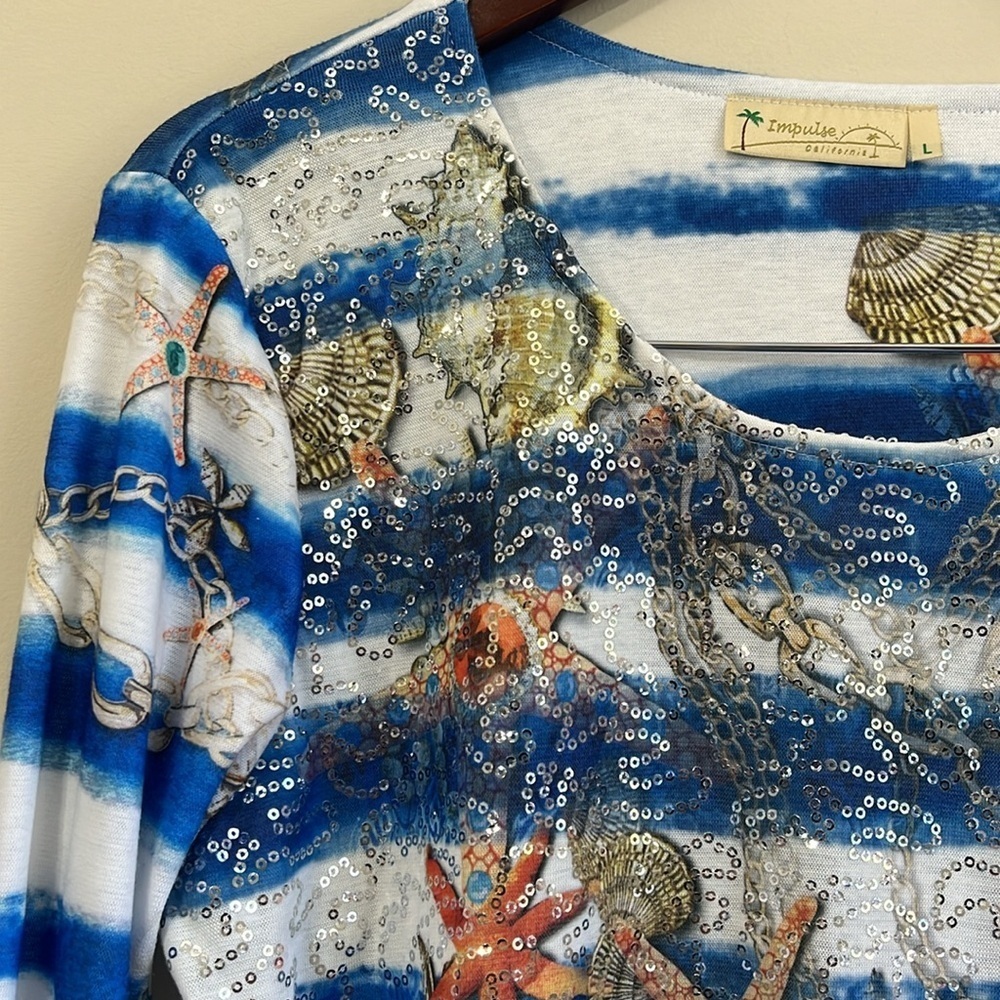 Impulse California Women’s 3/4 Length Sleeve Blouse Size Large - Picture 2 of 9